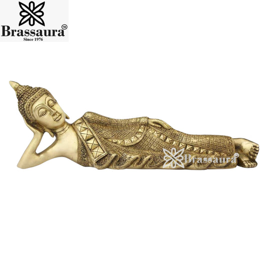 Brass Relaxing Royal Golden Buddha Weight 4.8 Kg & Height 7 inch