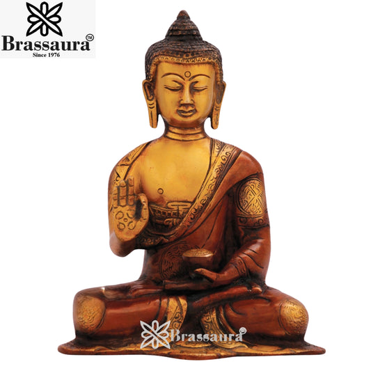 Brass Blessing Buddha Weight 2 kg & Height 8 Inch