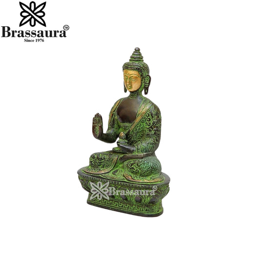 Brass Blessing Buddha Weight 0.95 kg & Height 7 Inch