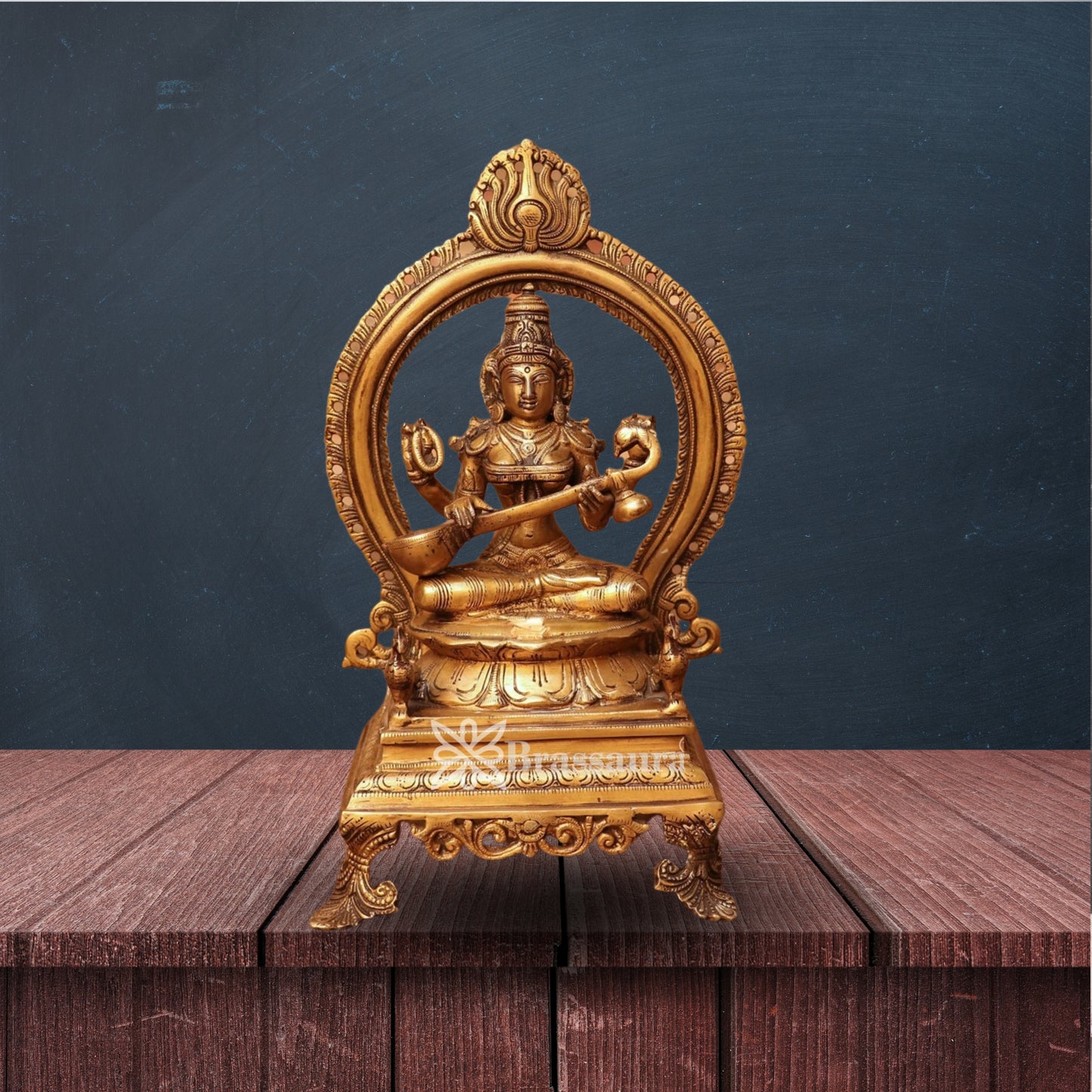 Brass Saraswati Statue Weight 4.9 Kg And Height 13 Inch