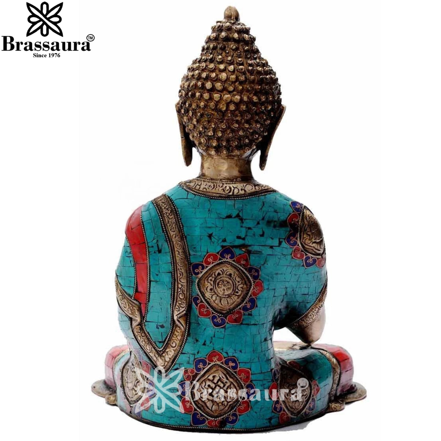 Brass Gem Stone Work Buddha Weight 7 Kg & Height 14 Inch