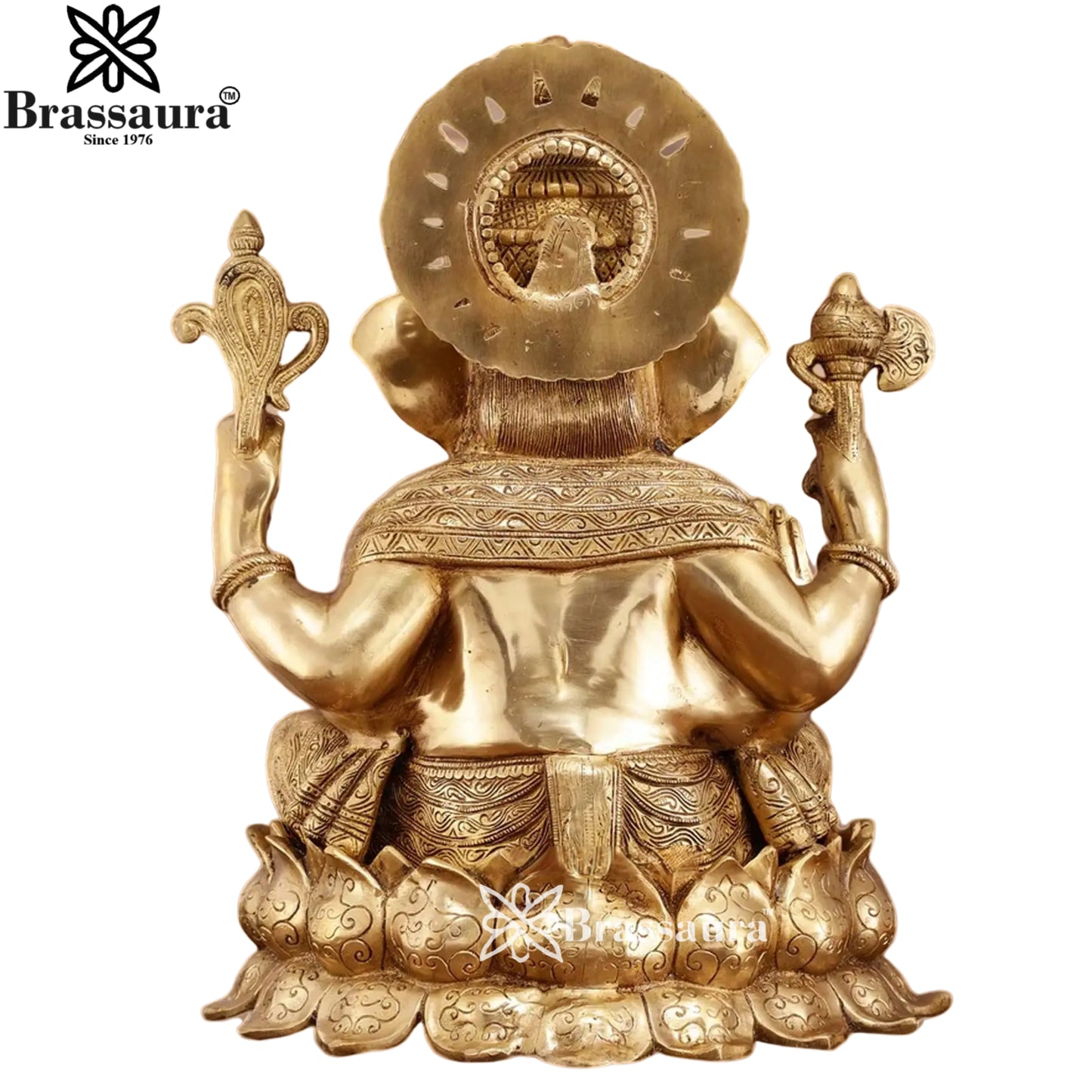 Brass Lotus Ganesha Statue Weight 27.3 Kg & Height 22 Inch
