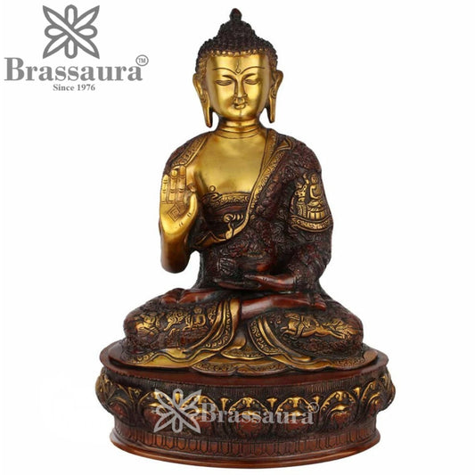 Brass Blessing Buddha Weight 7.5 kg & Height 14 Inch