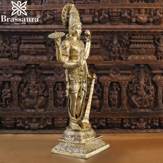 Brass Super fine Vishnu Statue Weight 32.8 Kg And Height 41.5 Inch