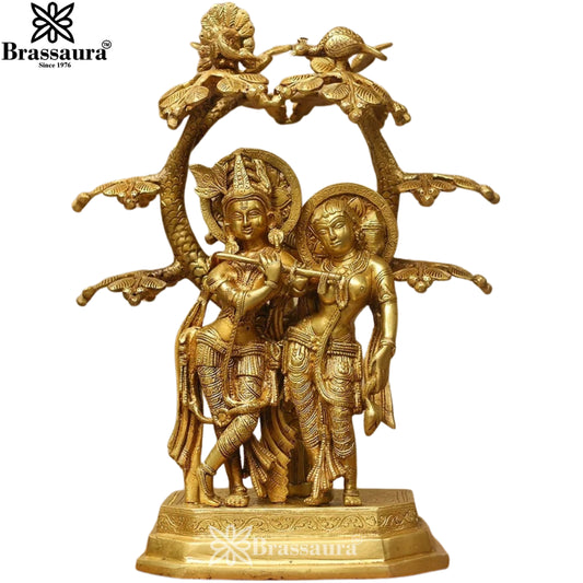 Brass Radha Krishna Murti Weight 9 Kg And Height 18 Inch