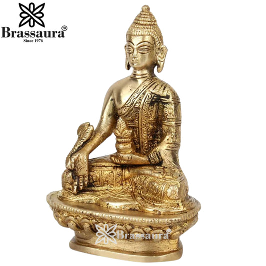 Brass Bhumisprasa Royal Golden Buddha Weight 0.7 kg & Height 5.5 Inch