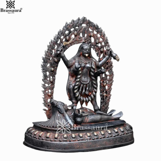 Brassaura™ Traditional Brass Kali Maa Idol – Height 12.5 Inches & Weight 6.26 Kgs | Puja & Temple Statue