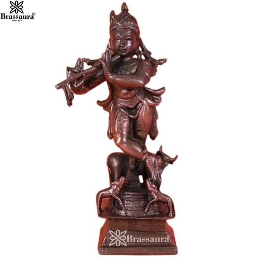 Copeer Cow Krishna Murti Weight 0.224 Kg And Height 1.38 Inch