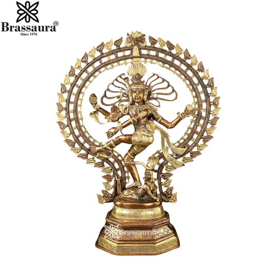 Brass Vintage Gold Dancing Natraj Statue Weight 22 Kg And Height 30 Inch