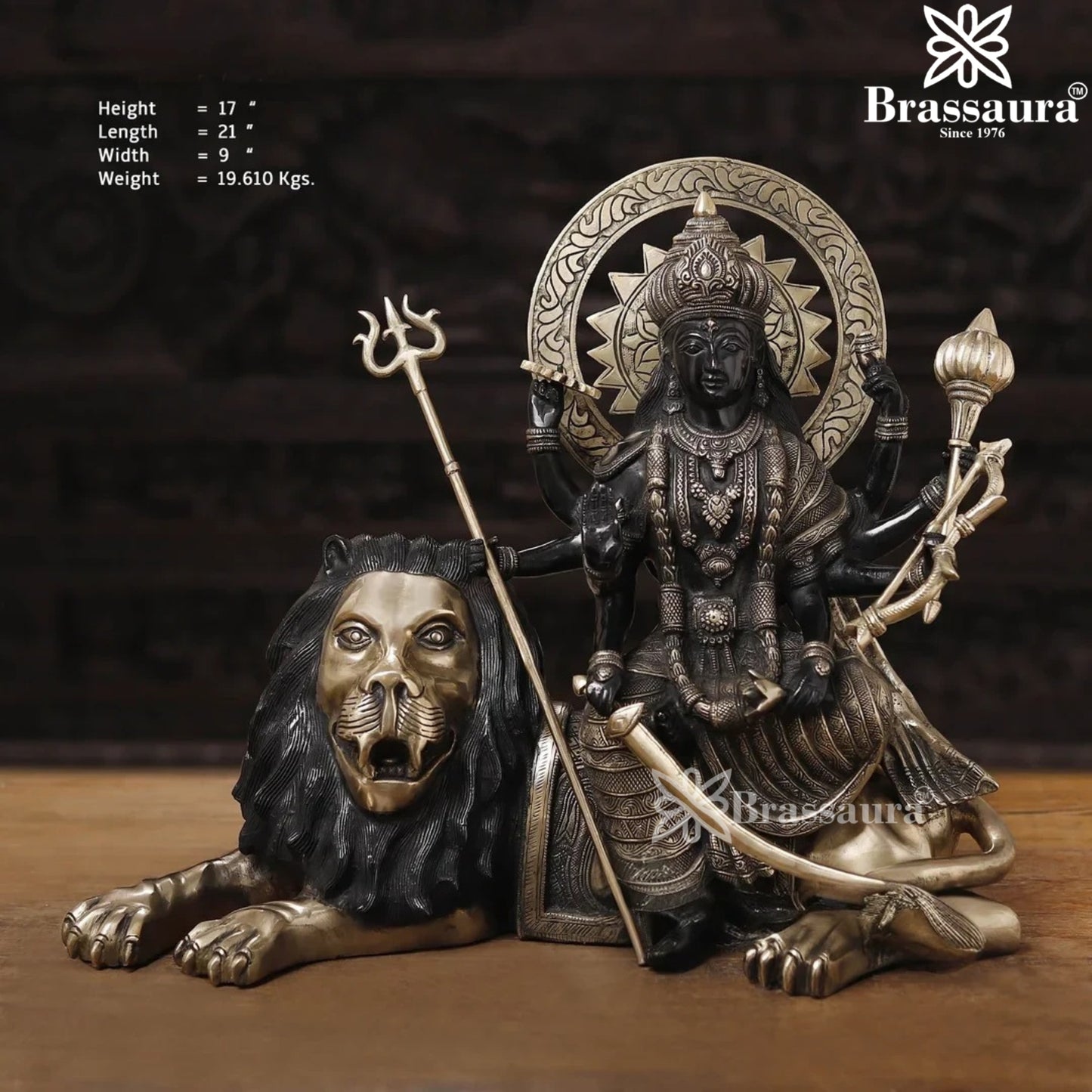 Brass Durga For Home And Décor And Gift Items Weight 19.61 kg Height 17 Inch