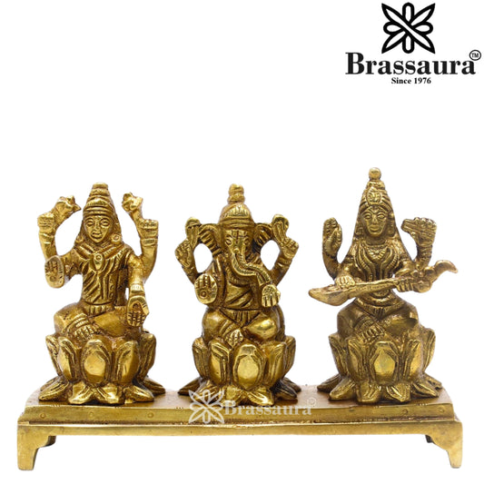 Brass Classic Lakshmi Ganesh Saraswati Weight 0.6 Kg & Height 3.25 Inch