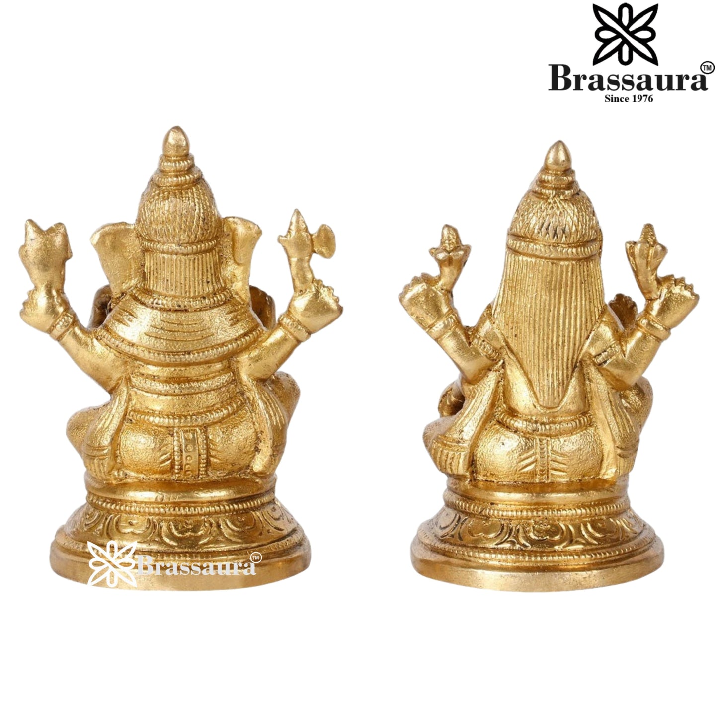Brass Royal Golden Lakshmi Ganesh Weight 1.5 Kg & Height 4 Inch