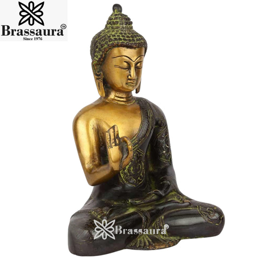 Brass Blessing Artistic Buddha Weight 1.8 kg & Height 8 Inch
