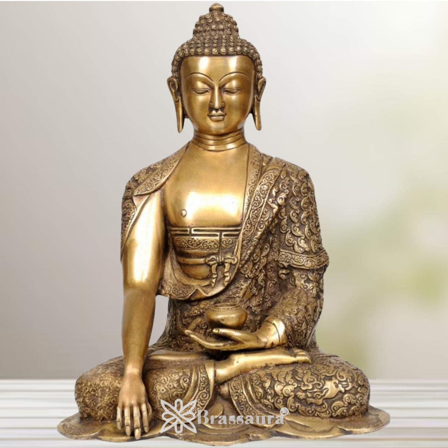 Brass Bhumisprasa Buddha Weight 13.5 kg & Height 7 Inch
