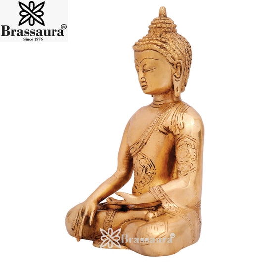 Brass Bhumisprasa Buddha Weight 1.7 kg & Height 7.5 Inch