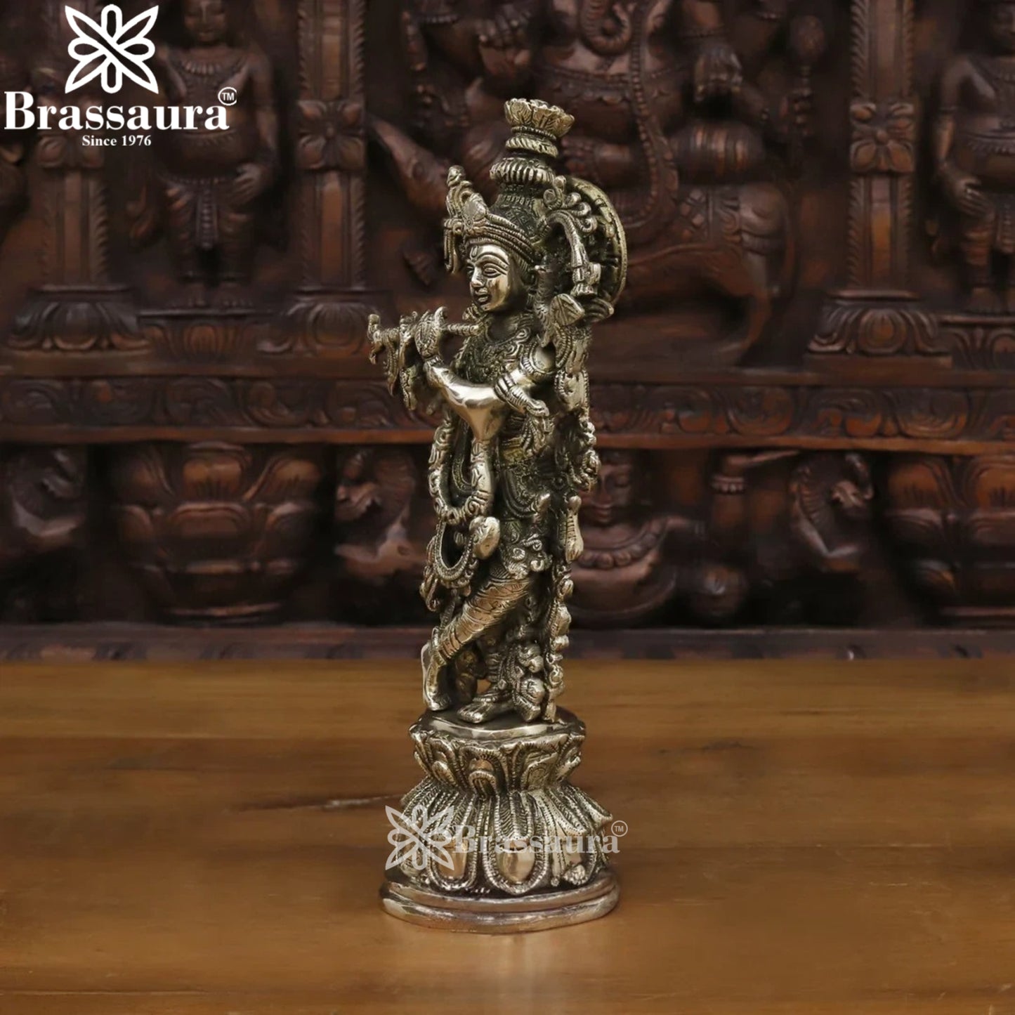 Brass Krishna Murti Weight 2.92 Kg And Height 12 Inch