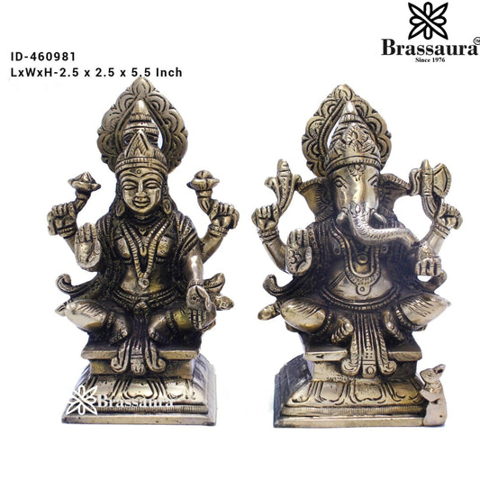 Brass Antique Lakshmi Ganesh Weight 2 Kg & Height 5.5 Inche