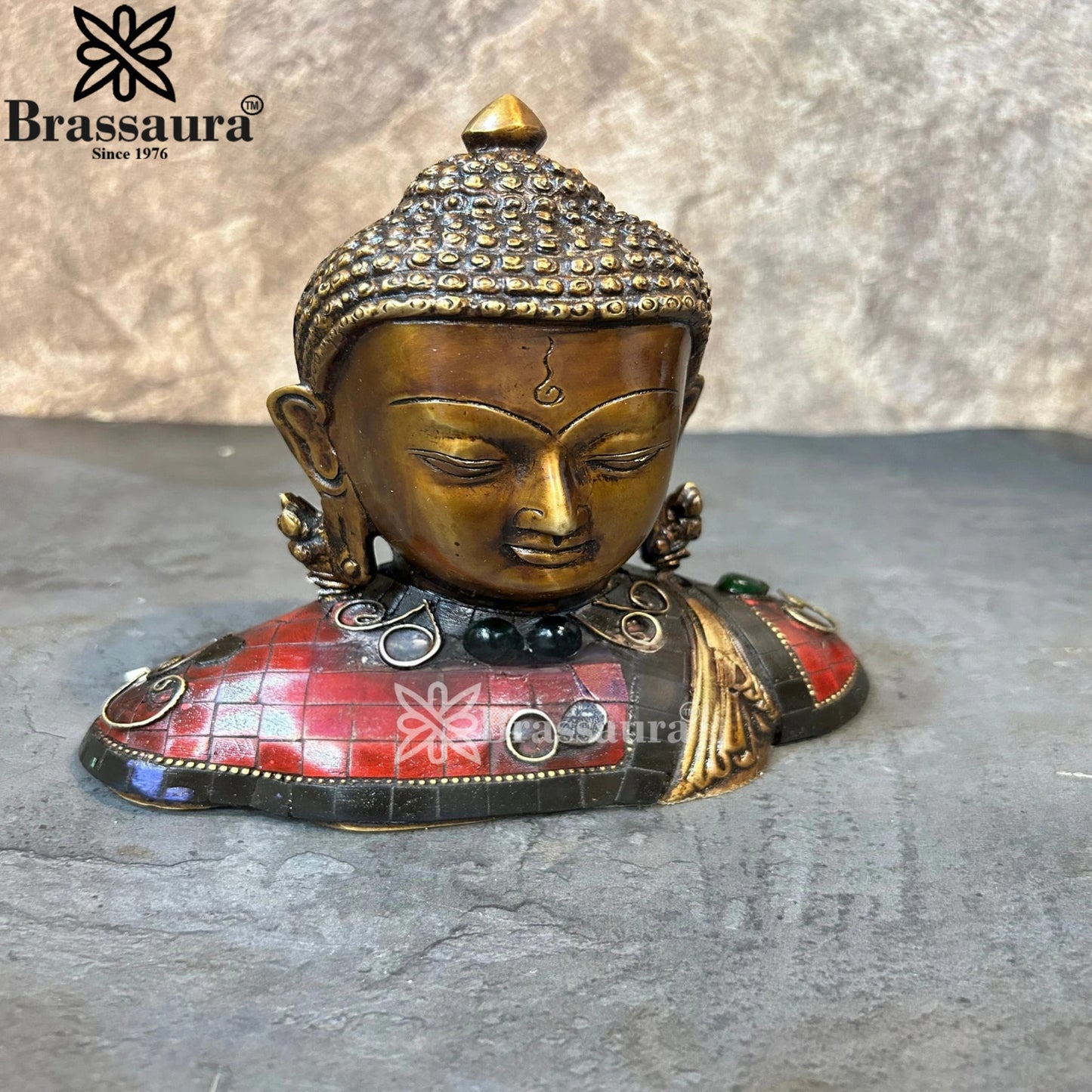 Brass Head Artistic Buddha Weight 1.5 kg & Height 6.5 Inch