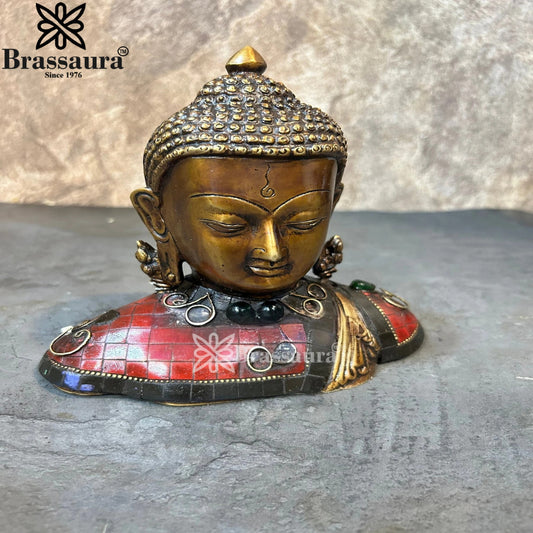 Brass Head Artistic Buddha Weight 1.5 kg & Height 6.5 Inch