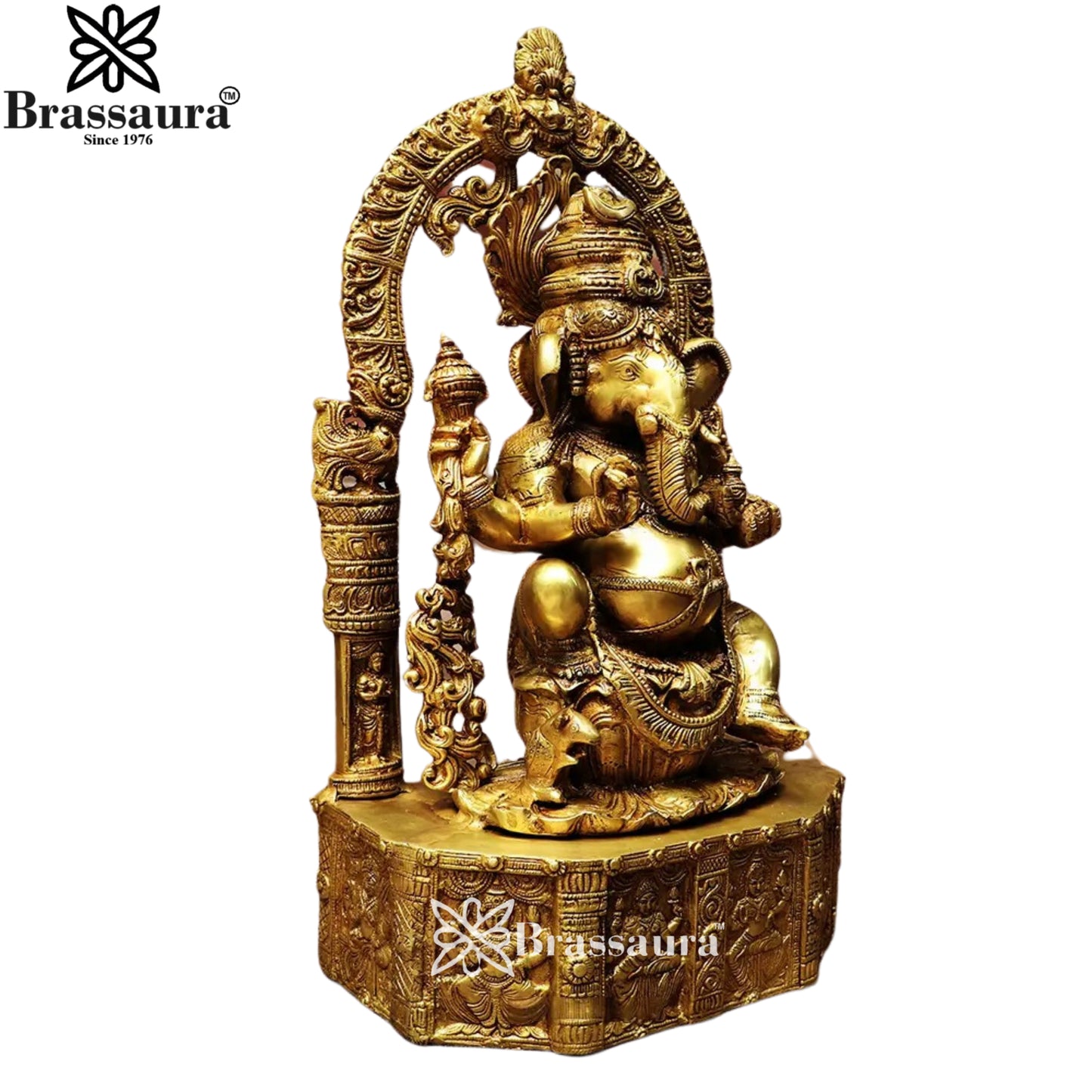Brass Ring Ganesha Statue Weight 14.5 Kg & Height 20 Inch