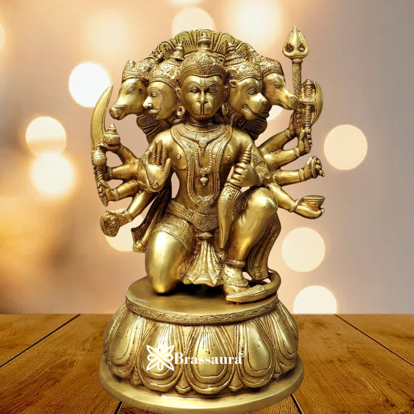 Brass Panchmukhi Hanuman Statue Weight 7.3 Kg And Height 12 Inch