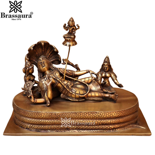 Brass Vishnu Laxmi On Sheshnaag Statue Weight 13 Kg And Height 9 Inch