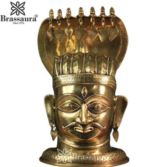 Brass Shiva Mukhlingam With Naagraaj Statue Weight 8.7 Kg And Height 13 Inch
