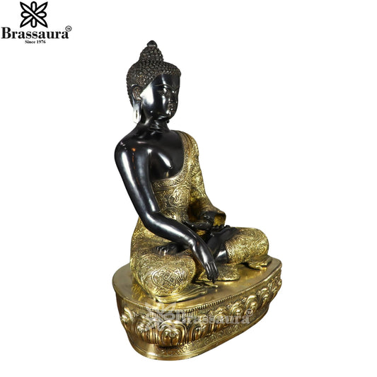 Brass Bhumisprasa Multicolored Buddha Weight 23 kg & Height 22 Inch