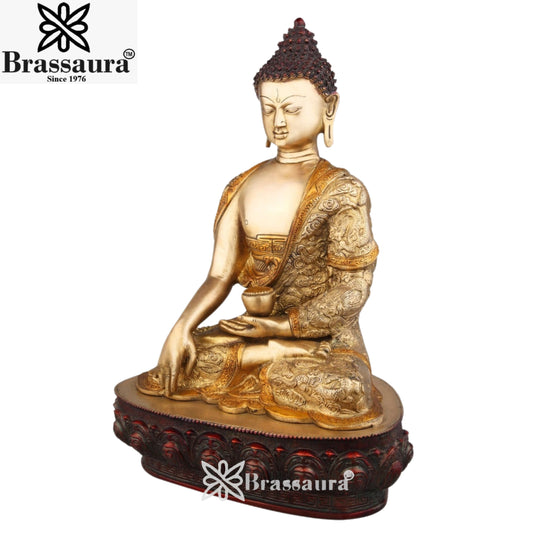 Brass Bhumisprasa Antique Buddha Weight 4.5 kg & Height 12 Inch