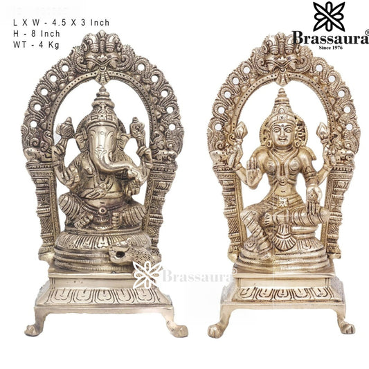 Brass Classic Lakshmi Ganesh Weight 4 Kg & Height 8 Inch