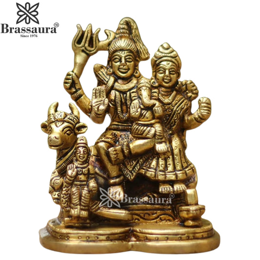 Brass Lord Shiv Family Statue Weight .9 Kg And Height 4.5 Inch