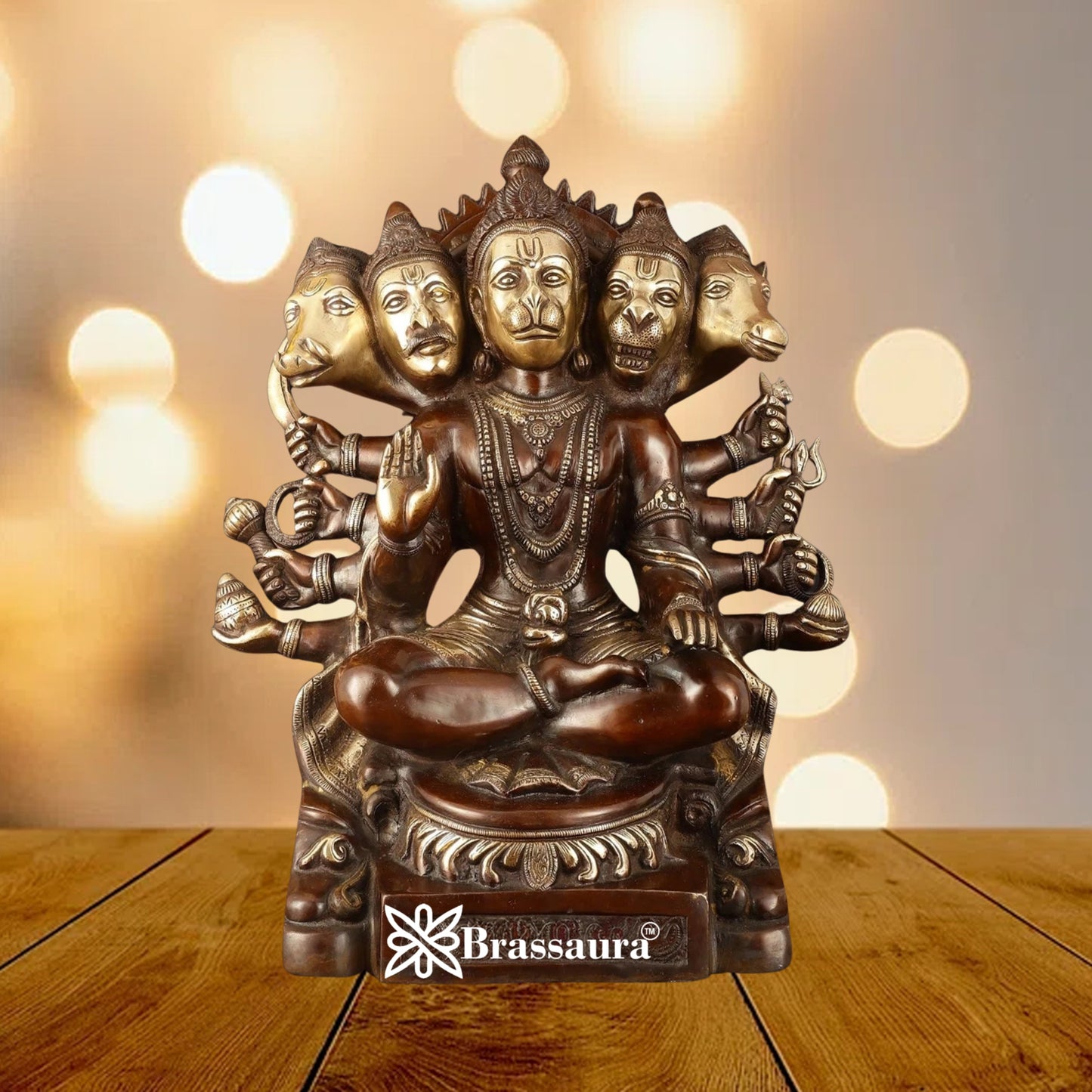 Brass Panchmukhi Hanuman Statue Weight 22 Kg And Height 17 Inch