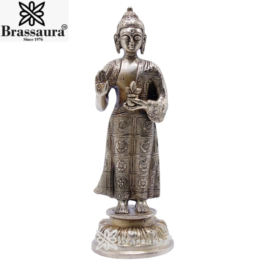 Brass Blessing Standing Buddha Weight 0.95 kg & Height 8 Inch