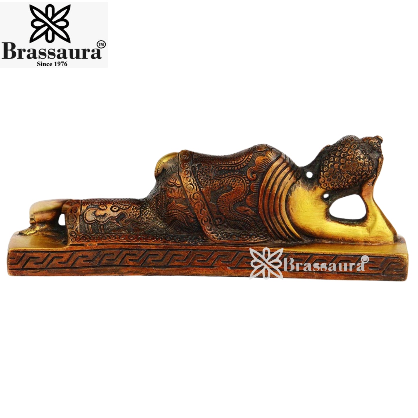 Brass Sleeping Buddha Weight 1 kg & Height 3 Inch