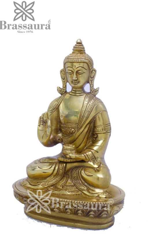 Brass Blessing Buddha Weight 0.95 kg & Height 6.25 Inch