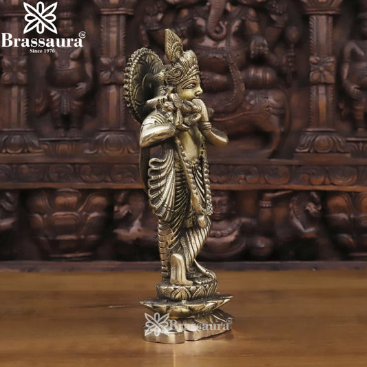 Brass Krishna Murti Weight 2.92 Kg And Height 11.5 Inch