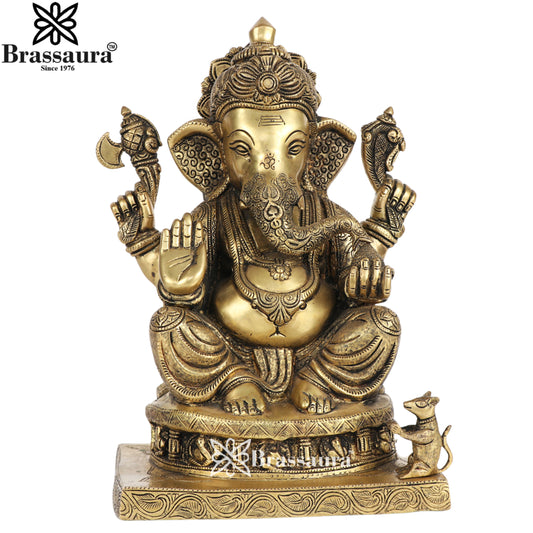 Brass Ganesha Statue Weight 12.5 Kg & Height 14 Inch