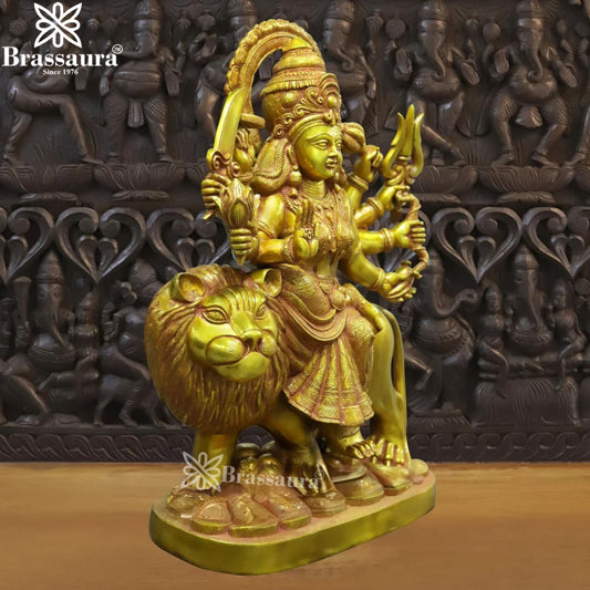 Brass Durga Idol for Home Temple and Decor Height 25 Inches & Weight 32.6 Kgs