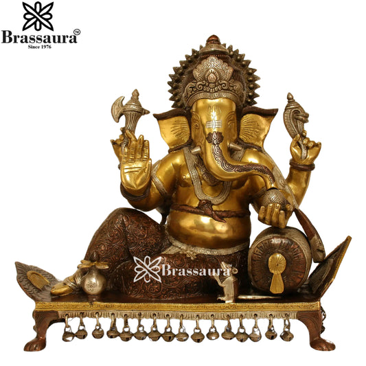 Brass Relaxing Ganesha Weight 17 Kg & Height 16 Inch