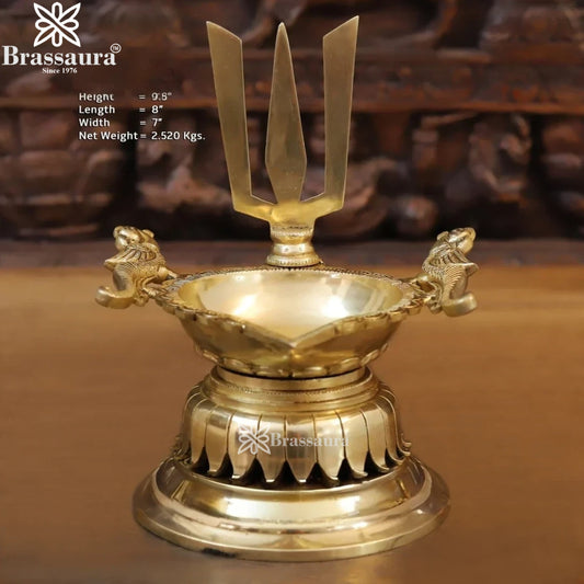 Brass Big Size Diya Set Weight 5.6 Kg And Height 9 Inch