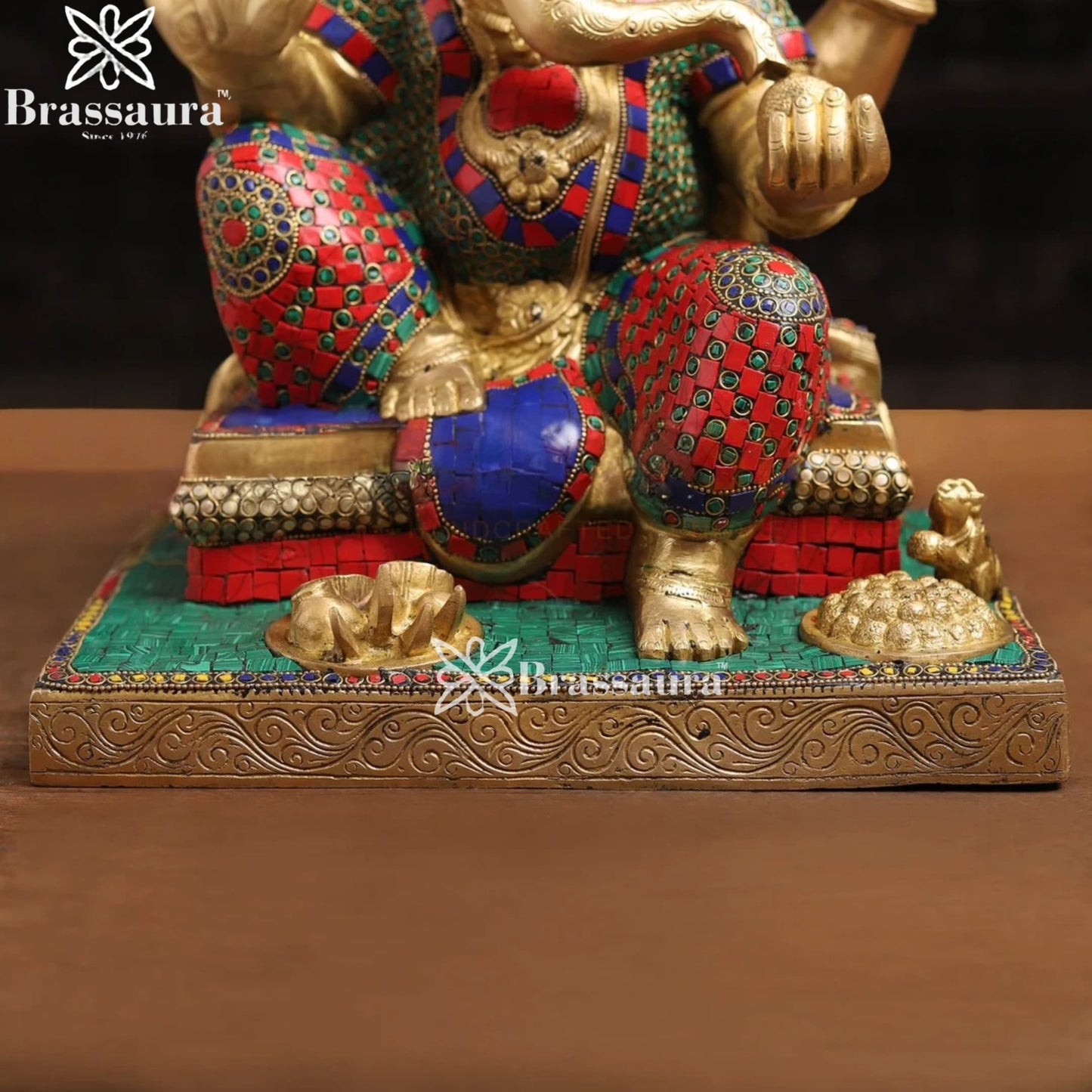 Brass Gem Stone Work Fruit Ganesha Weight 18.4 Kg & Height 16 Inch