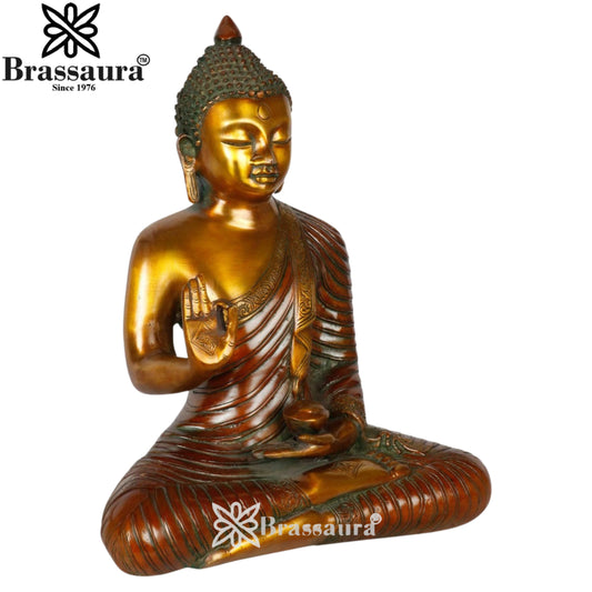 Brass Blessing Buddha Weight 6.5 kg & Height 13 Inch