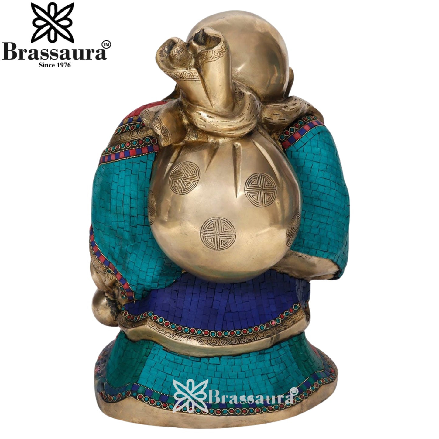 Brass Gem Stone Work Standing Buddha Weight 25 kg & Height 19 Inch