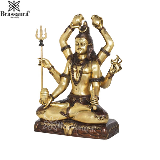 Brassaura™ Brass 6 Hand Shiva Statue– Height 30 & Weight 65 Kgs | Hindu Devotional