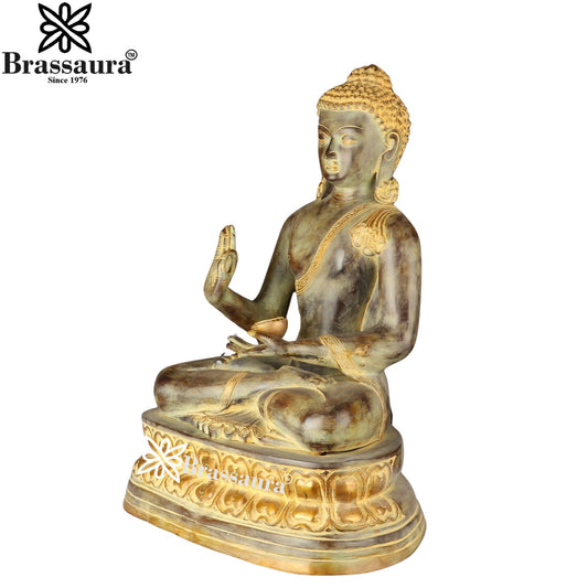 Brass Blessing Buddha Weight 26.1 kg & Height 24 Inch