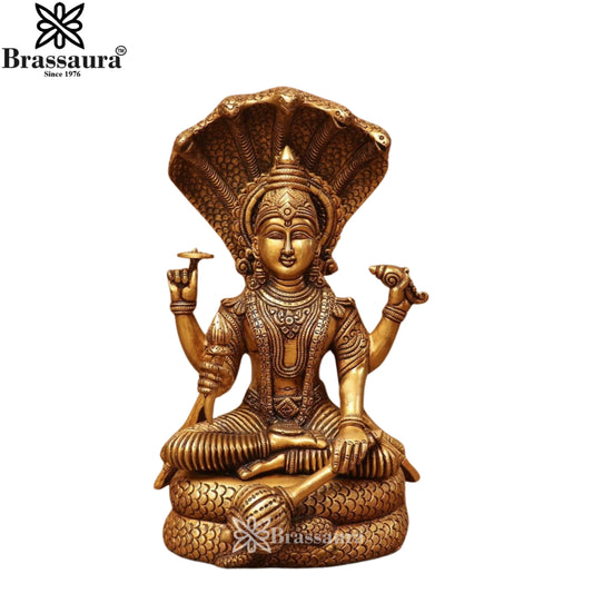Brass Vishnu On Sheshnaag Statue Weight 7.7 Kg And Height 12.5 Inch
