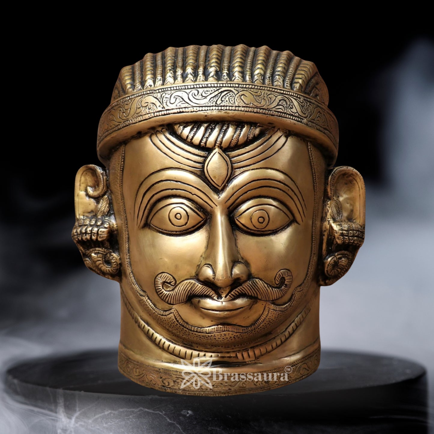 Brass Shiva Mukhlingam Statue Weight 9.2 Kg And Height 11 Inch