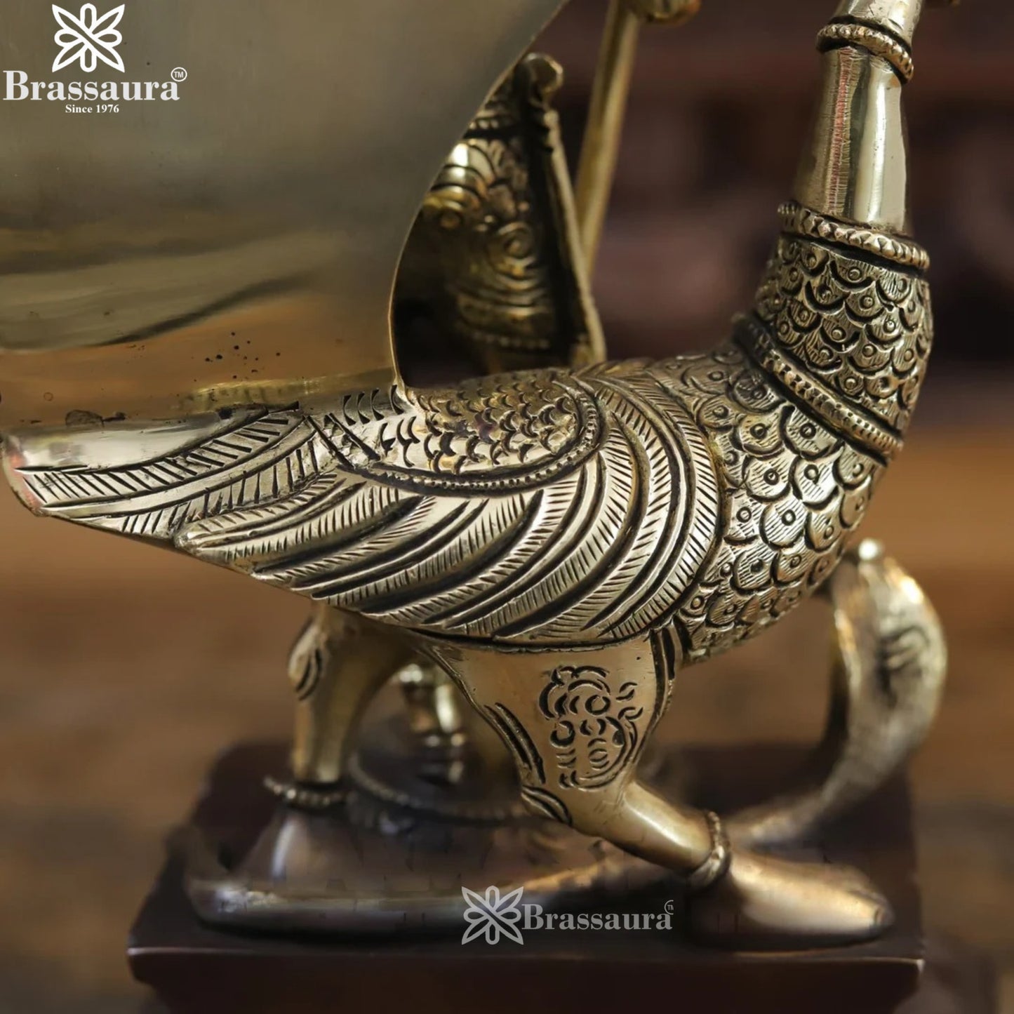 Brass Murugan With Peacock Statue Weight 4.46 Kg And Height 12 Inch