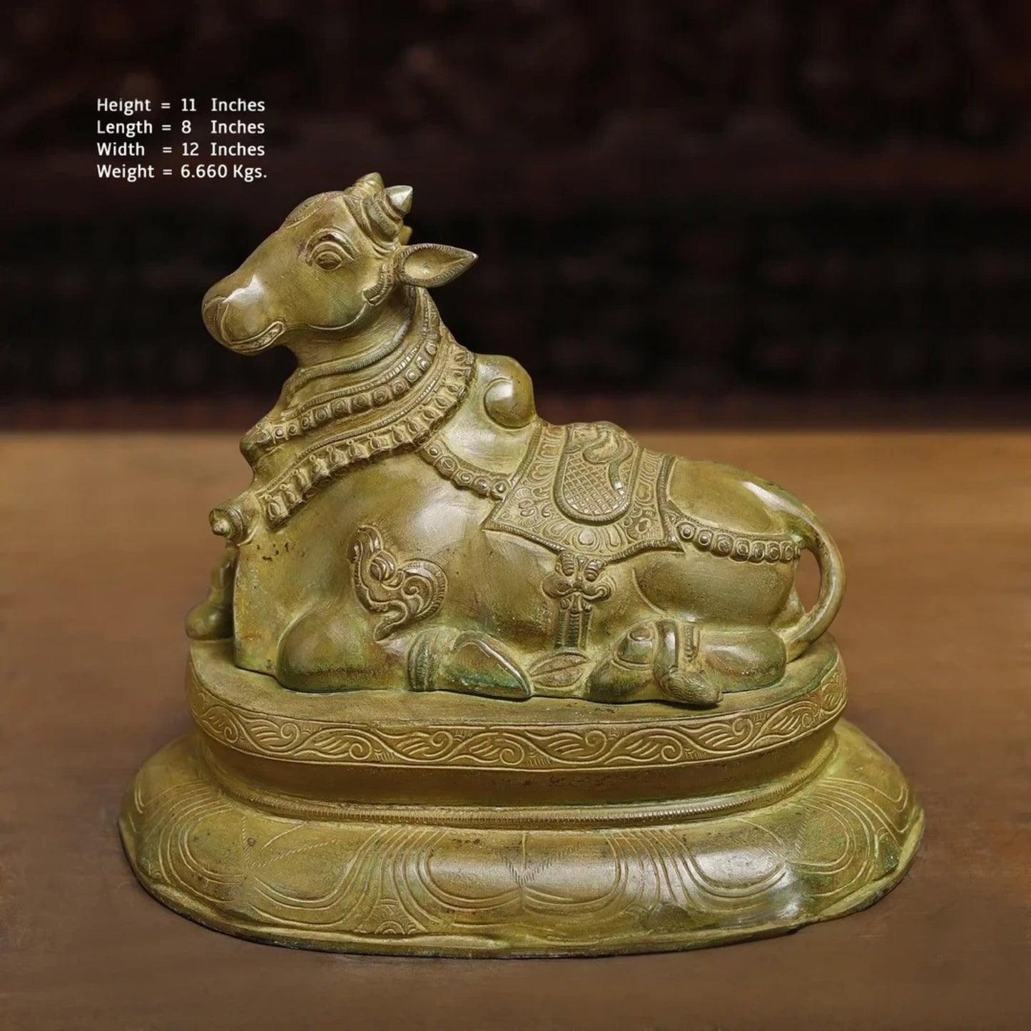 Brass Nandi Statue Weight 6.6 Kg And Height 11 Inch