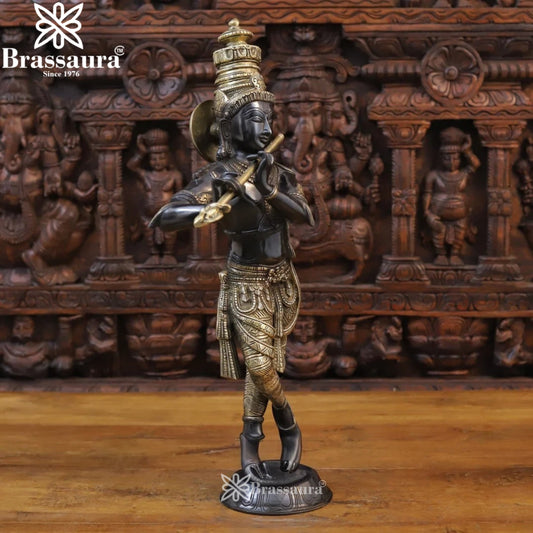Brass Krishna Murti Weight 9.42 Kg And Height 23 Inch